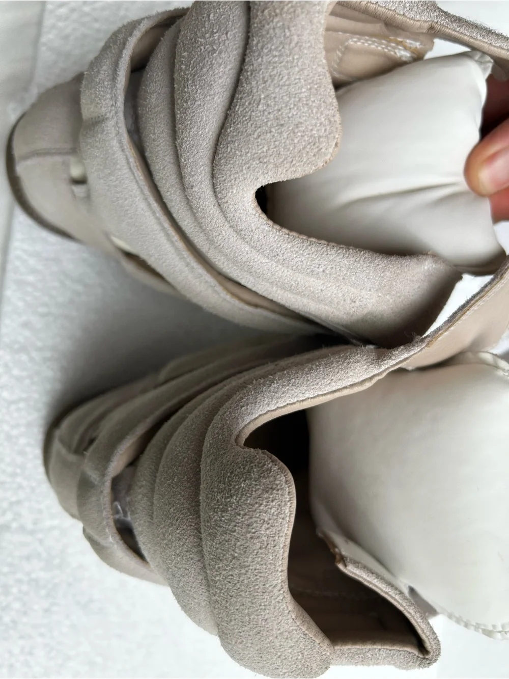Isabel Marant Beige and Cream Suede Wedge Sneaker Boots 42. 10.5 US
